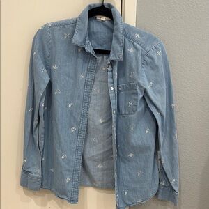 Sezane Blue Floral Button Down Shirt